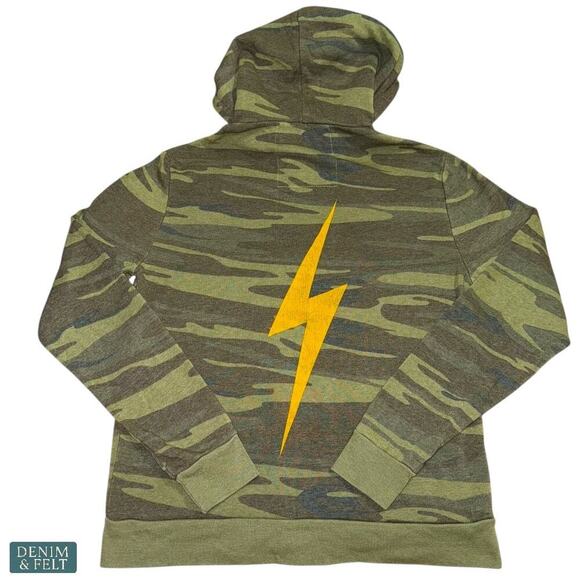 Aviator Nation Bolt Zip Hoodie Camo Lightning Graphic Full Zip Sweatshirt Med - Picture 6 of 16